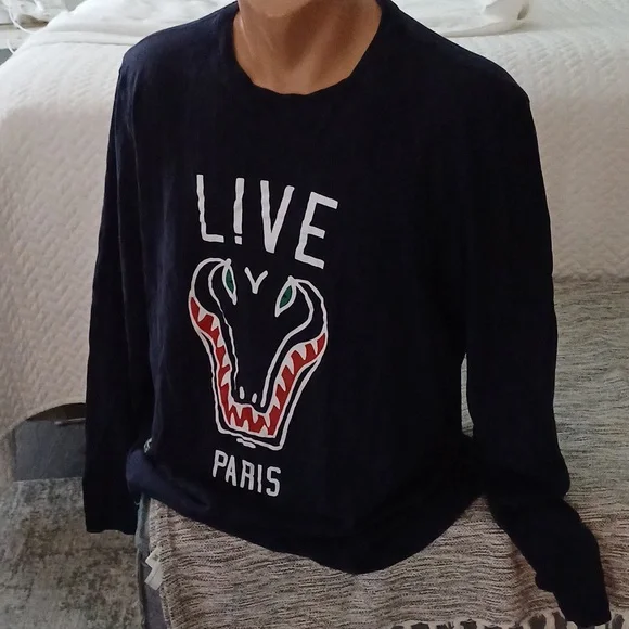 Lacoste Live Paris rare crewneck long sleeve navy tshirt 6 M/L - Picture 11 of 15